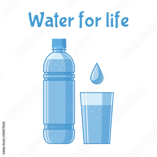 Bottle water natural and glass