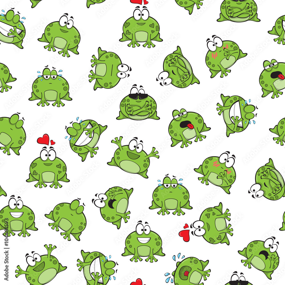 Obraz premium Sweet seamless pattern with frogs 