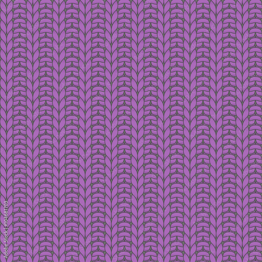 Purple knitted seamless pattern, rib, knit one, purl one