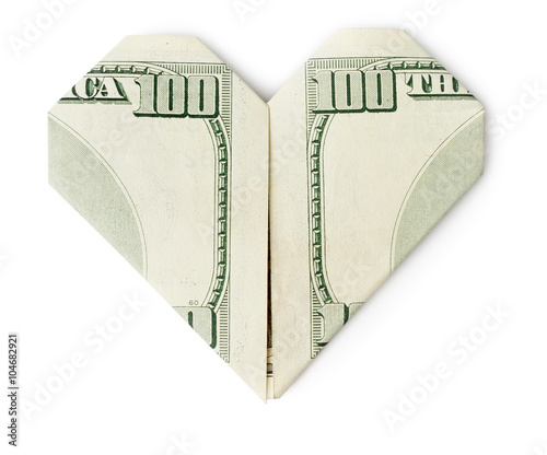 Hundred dollars heart isolated