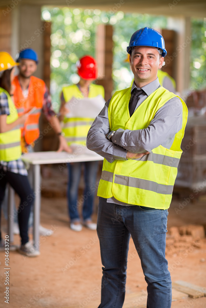 Portrait of foreman of construction workers Portrait of foreman of construction workers