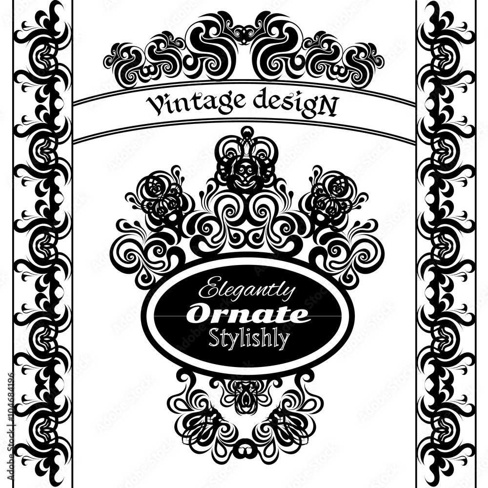 Vintage design elements on a white background. Making antique postcards, letters, documents, invitations, posters