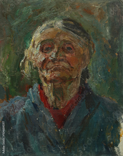 Oil painting portrait with Portrait of the old grandmother in pastel tones On Canvas