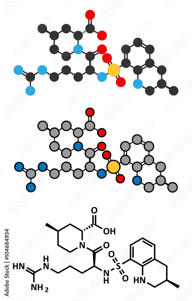 Argatroban anticoagulant drug molecule Argatroban anticoagulant drug molecule