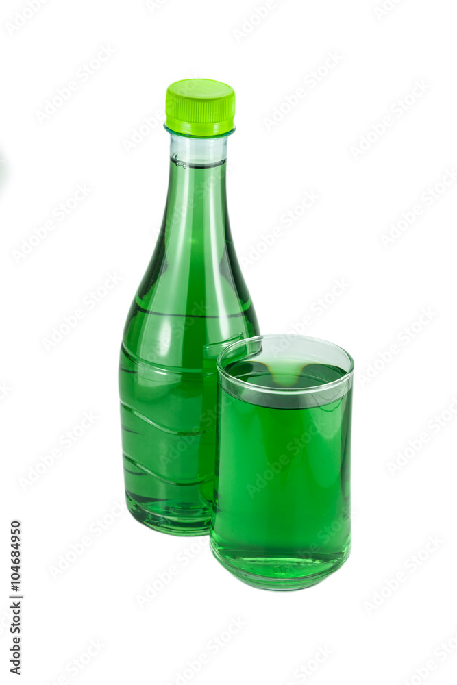 water bottles and glass chlorophyll
