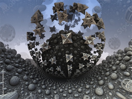 Fototapeta Naklejka Na Ścianę i Meble -  Abstract fantasy, sci-fi, fractal - surface of alien planet with