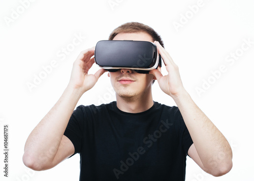 Man wearing virtual reality glasses