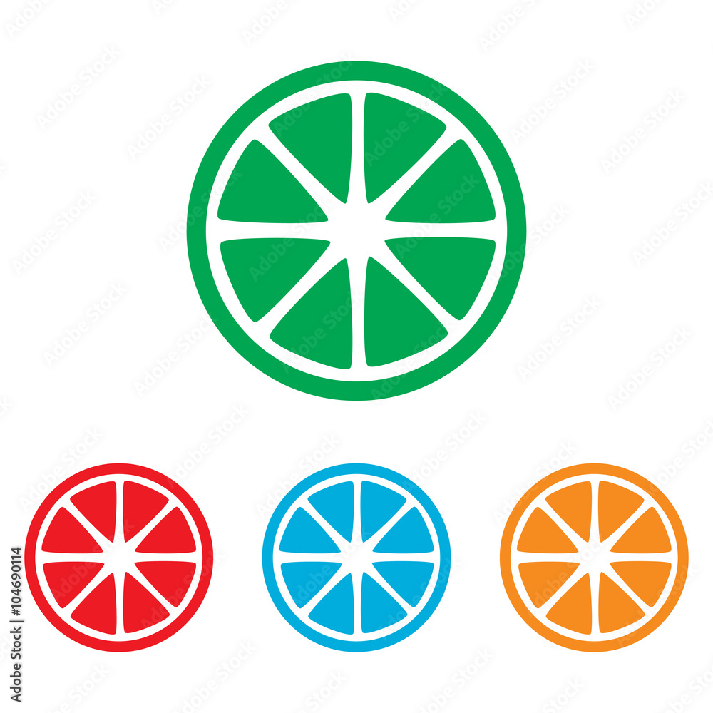 Fruits lemon sign. Colorfull set