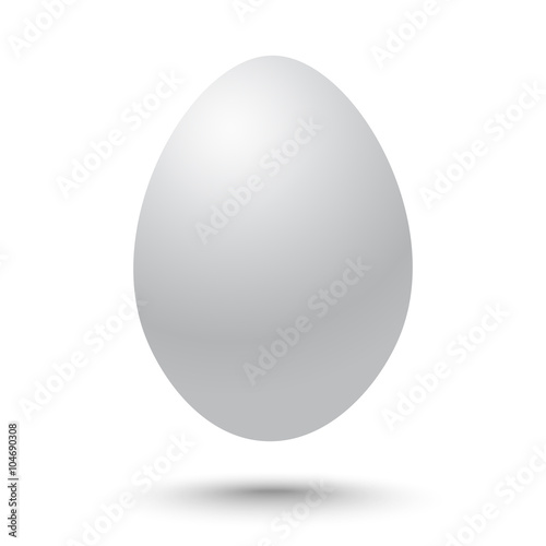 White egg on white background