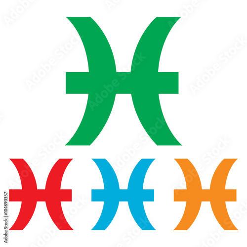 Pisces sign. Colorfull set