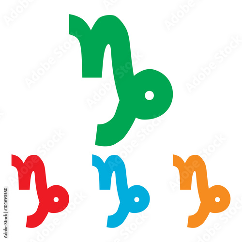Capricorn sign. Colorfull set