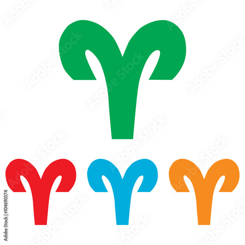 Aries sign. Colorfull set