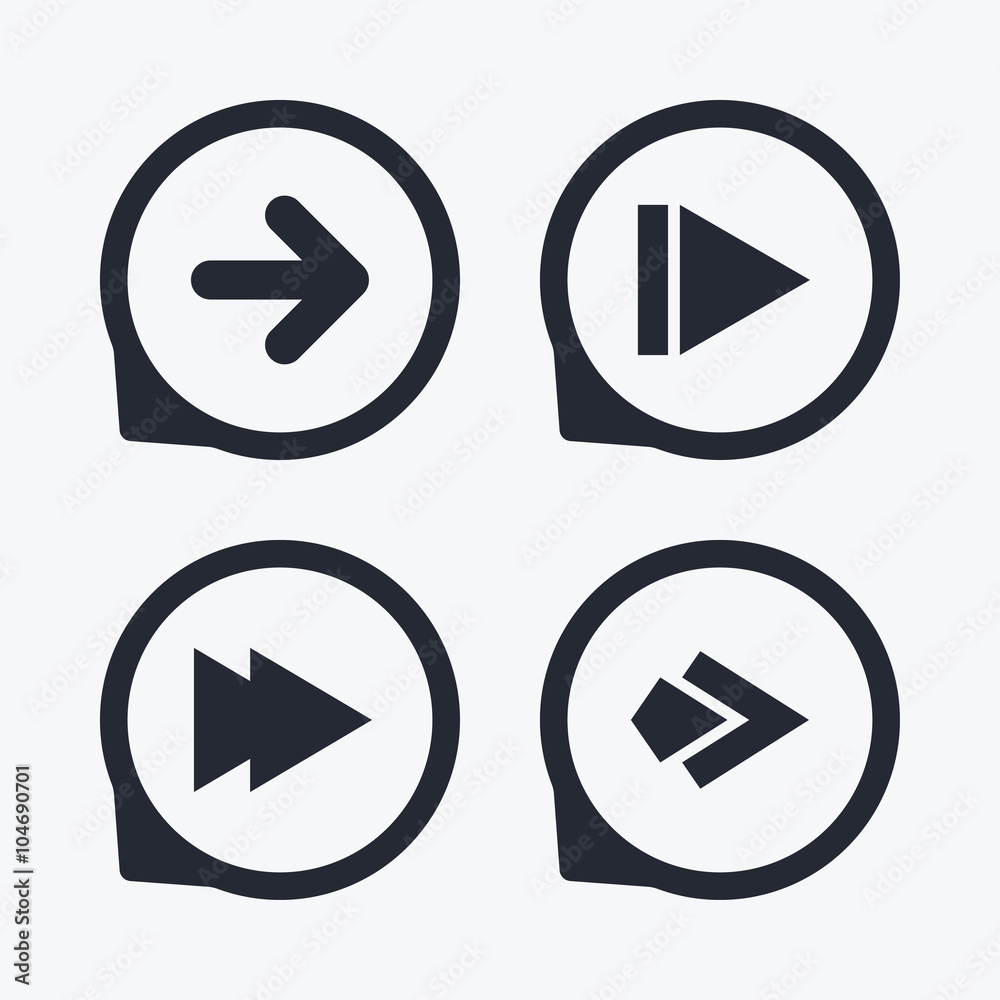 Arrow icons. Next navigation signs symbols.