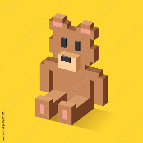 Vector illustration of Teddy bear pixel art