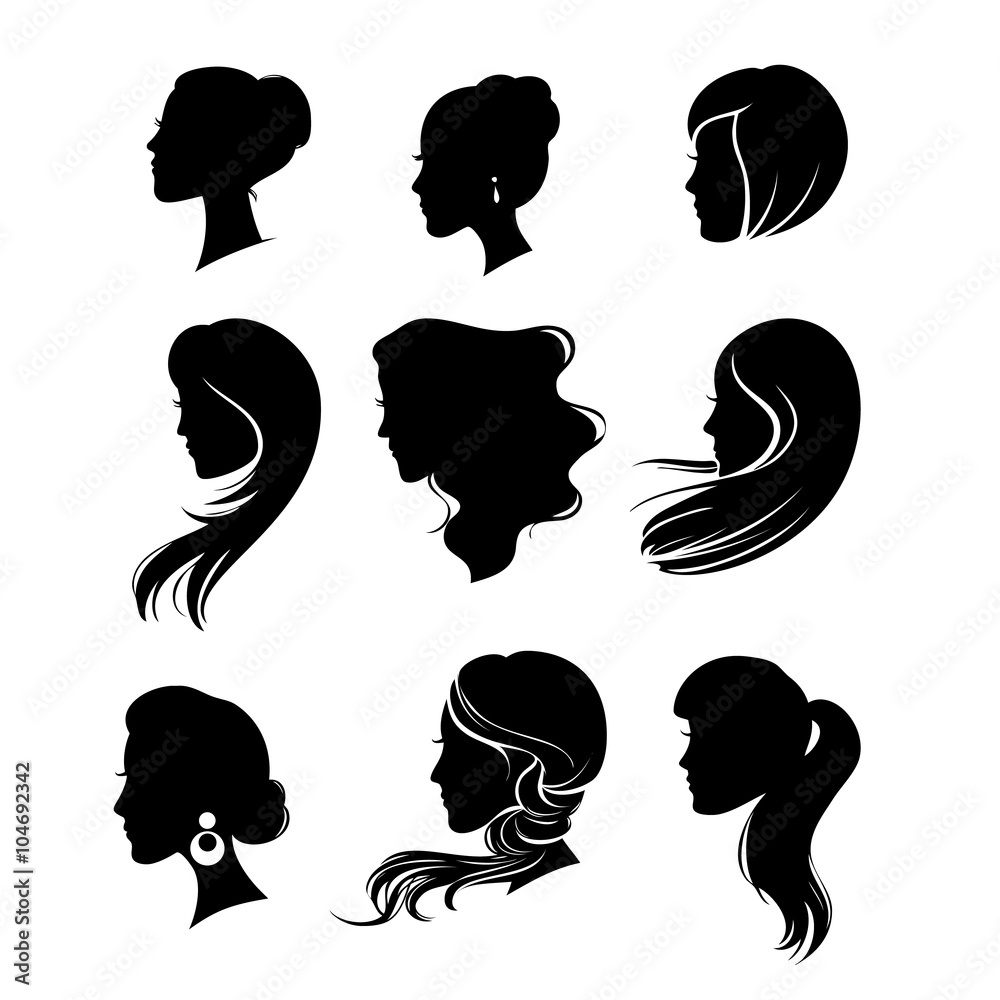 woman silhouette with hair styling woman silhouette with hair styling