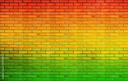 green red yellow brick Wall background Reggae style
