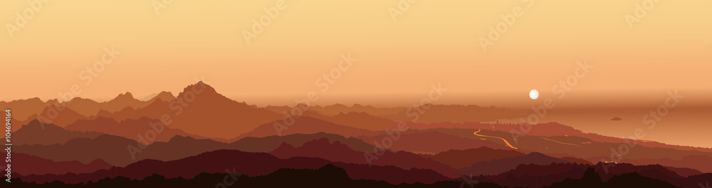 Panorama Cabezón de Oro (Cabeçó d'Or) Alicante Mountain Sunrise