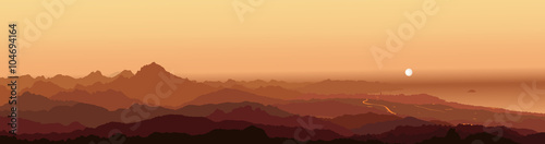 Fototapeta Naklejka Na Ścianę i Meble -  Panorama Cabezón de Oro (Cabeçó d'Or) Alicante Mountain Sunrise