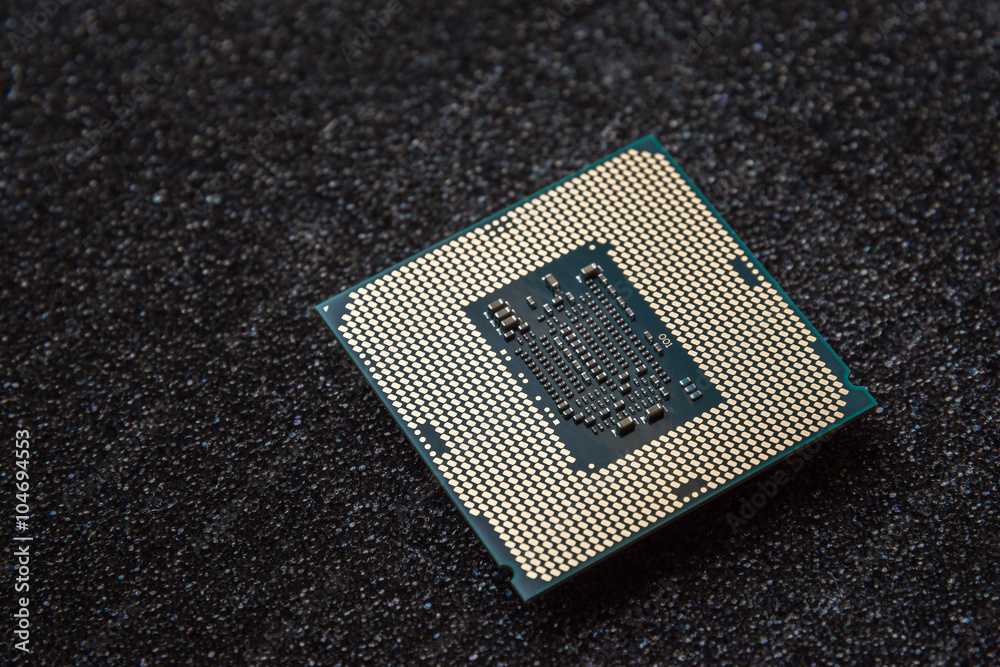 computer cpu (central processor unit) chip on mainboard computer cpu (central processor unit) chip on mainboard