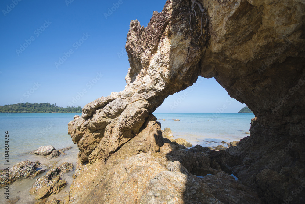 RANONG, THAILAND - JANUARY 12, 2015 : beautiful beach and peacef RANONG, THAILAND - JANUARY 12, 2015 : beautiful beach and peacef