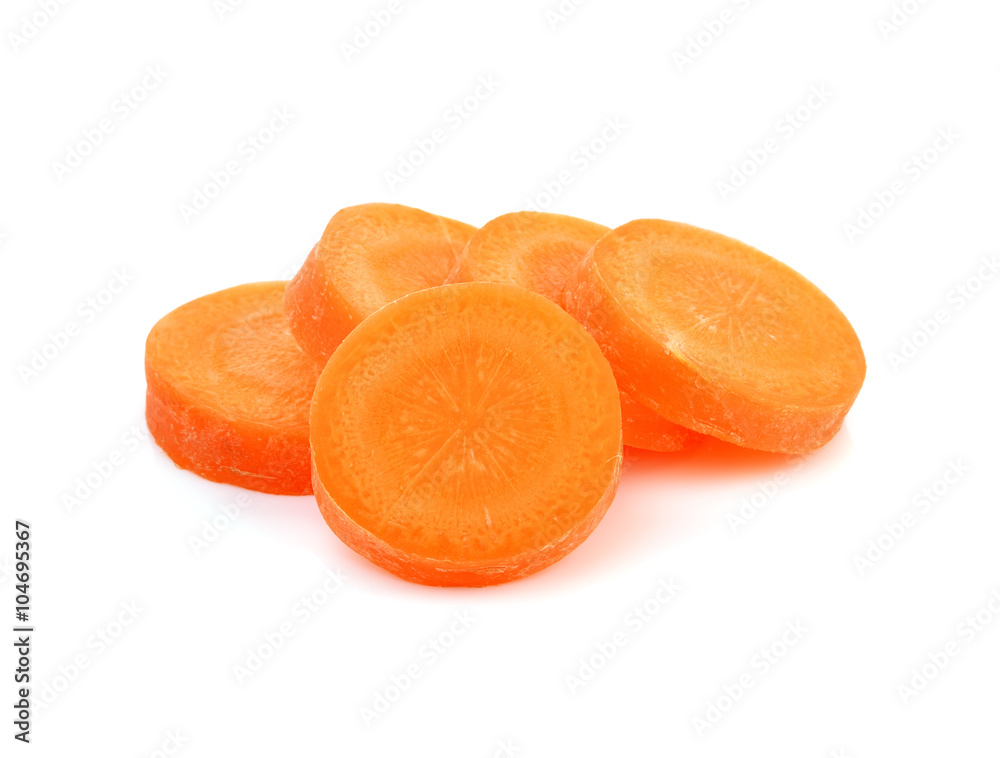Fresh carrot slice on white background. Fresh carrot slice on white background.