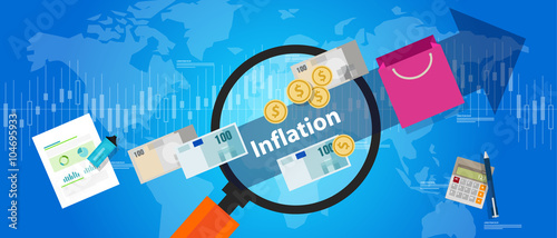 inflation goods price increase macro economy indicator blue illustration concept grocery