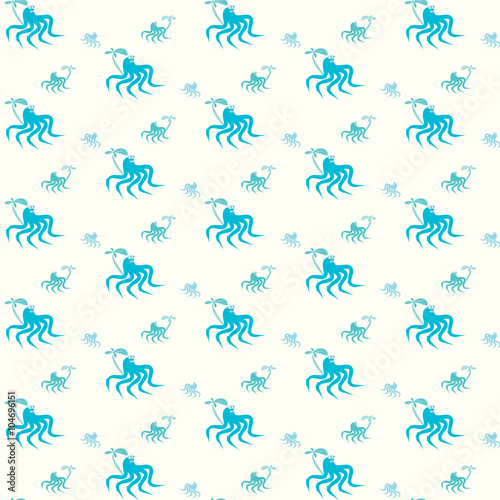 abstract seamless pattern octopus cartoon background © kheat