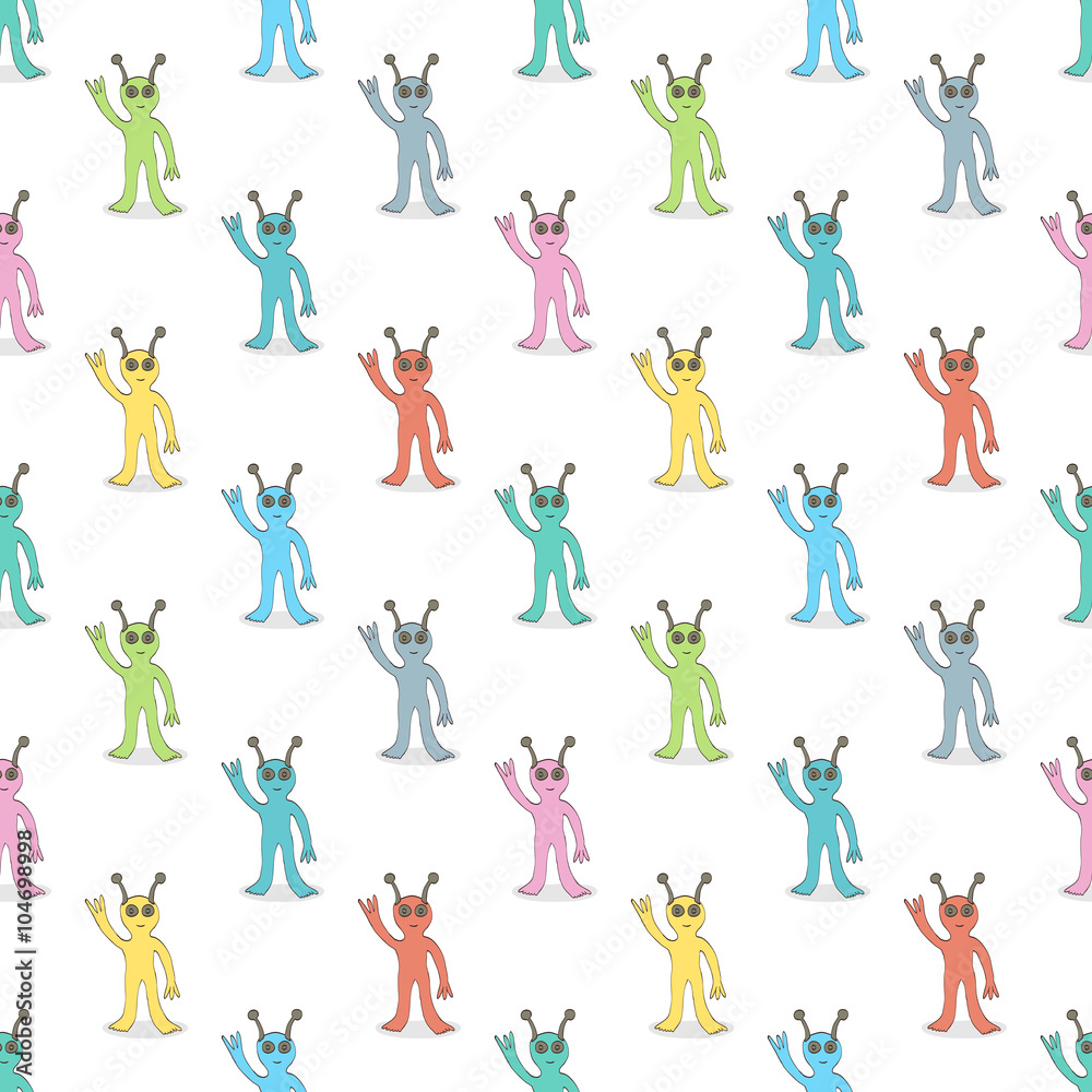 Multicolor aliens seamless pattern Multicolor aliens seamless pattern