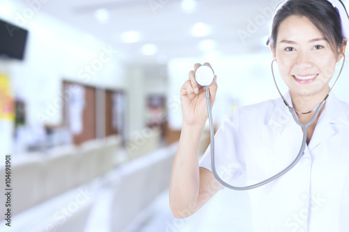 Nurses check the heartbeat sound with stetoscope
