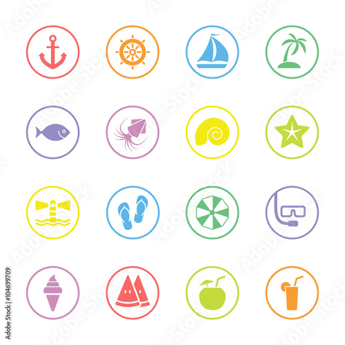 colorful flat icon set 9 with circle frame for web design, user interface (UI), infographic and mobile application (apps)