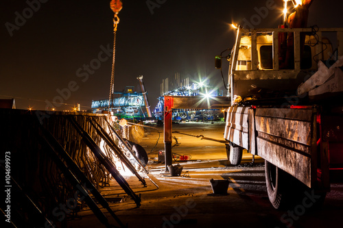 Express way construction site at night photo