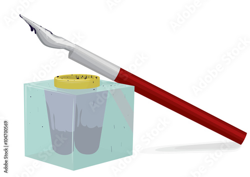 Inkpot and pen