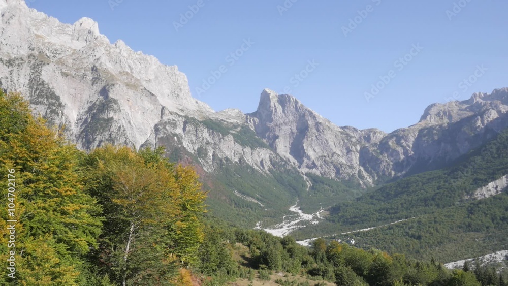 Aerial view on the rocky mountains in Albania.
Aerial view on the rocky mountains in Albania.