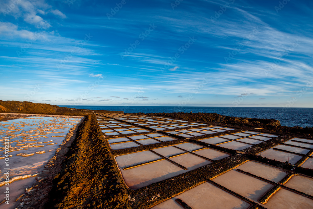 Volcanic pools on the salt manufacturing Fuencaliente on the south of La Palma island in Spain