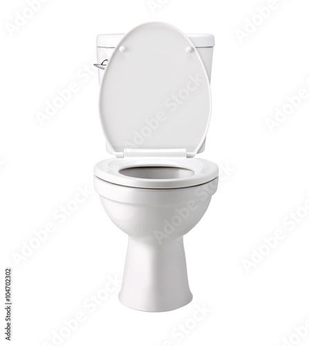 White toilet bowl in bathroom, isolated with clip path