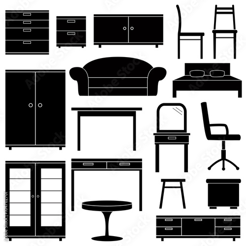 Set of furniture icons, vector illustration