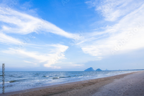 The beach with the waves.