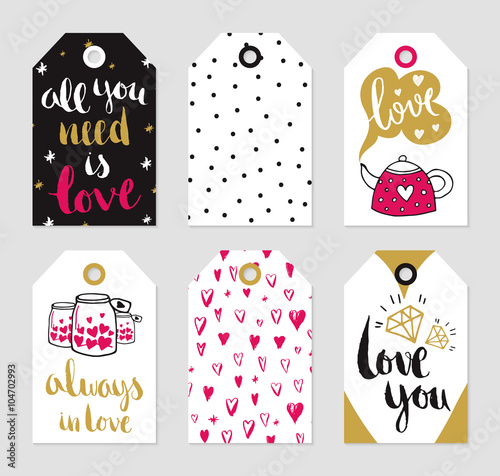 Vector tags set of love theme