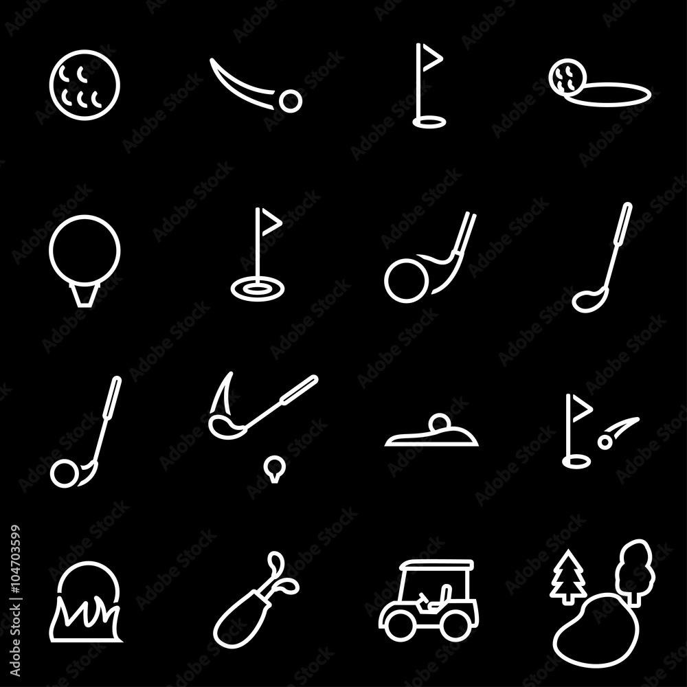 Vector line golf icon set. Golf Icon Object, Golf Icon Picture, Golf Icon Image - stock vector Vector line golf icon set. Golf Icon Object, Golf Icon Picture, Golf Icon Image - stock vector