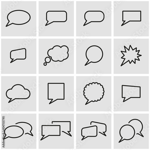 Vector line speach bubbles icon set. Speach Bubbles Icon Object, Speach Bubbles Icon Picture, Speach Bubbles Icon Image - stock vector