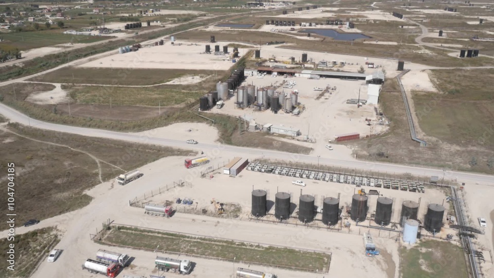 Aerial view on oil fields and refinery in Albania.
Aerial view on oil fields and refinery in Albania.
