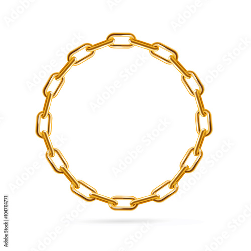 Gold Chain Frame Round. Vector