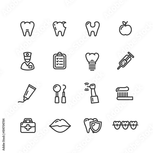 Dental Tooth Doctor Icon Set. Vector