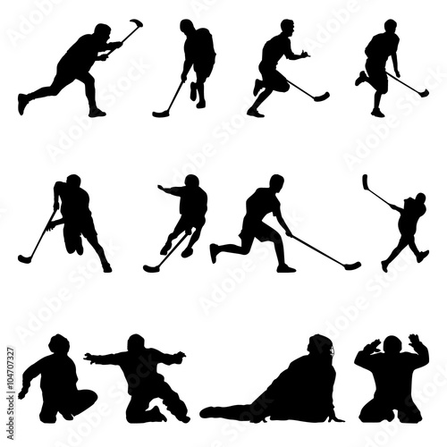 Tableau sur toile floorball silhouette on the white background