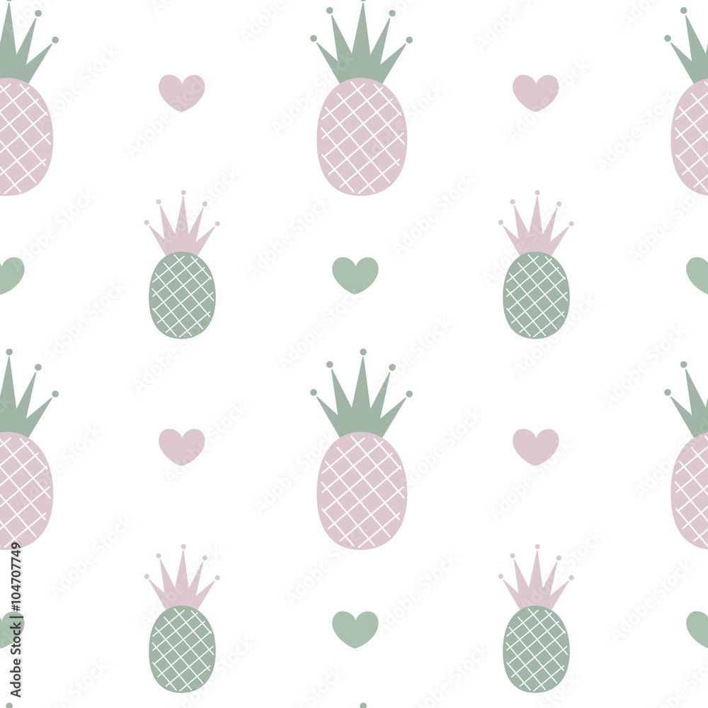 pastel pineapples seamless vector pattern background illustration