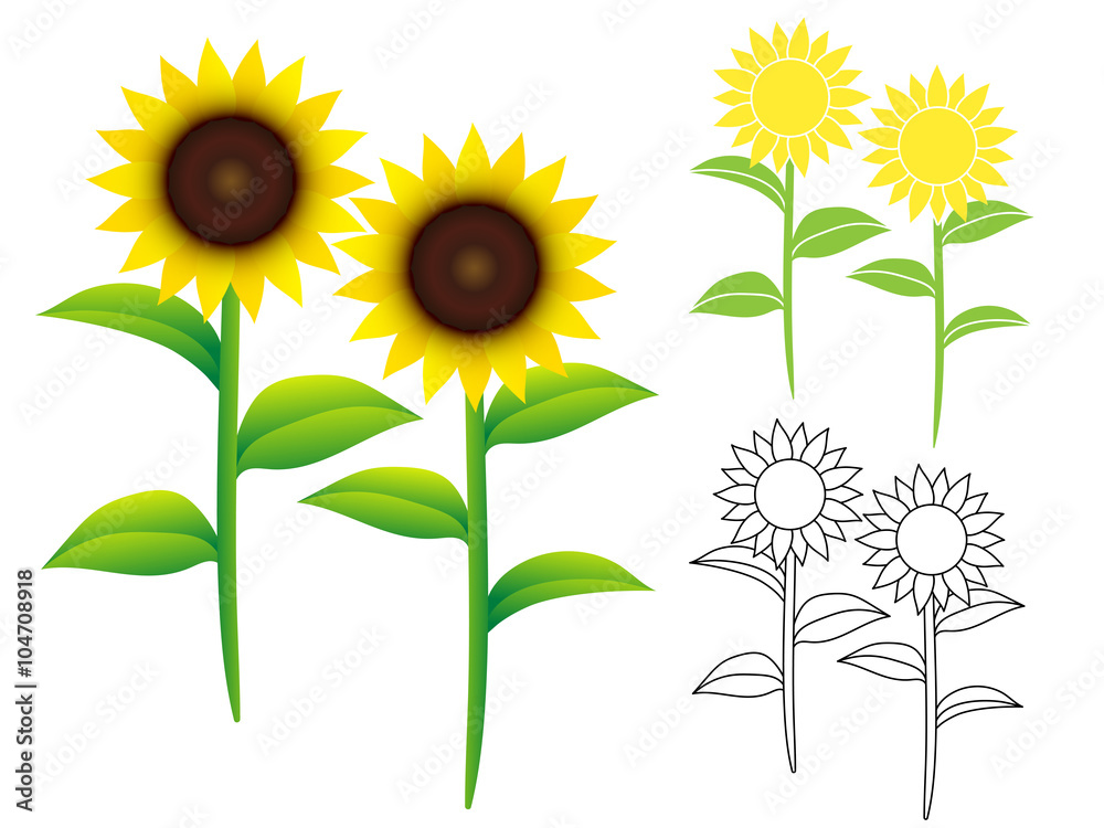 Naklejka premium ひまわり セット