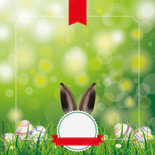 Easter Eggs Grass Emblem Bunny Ears