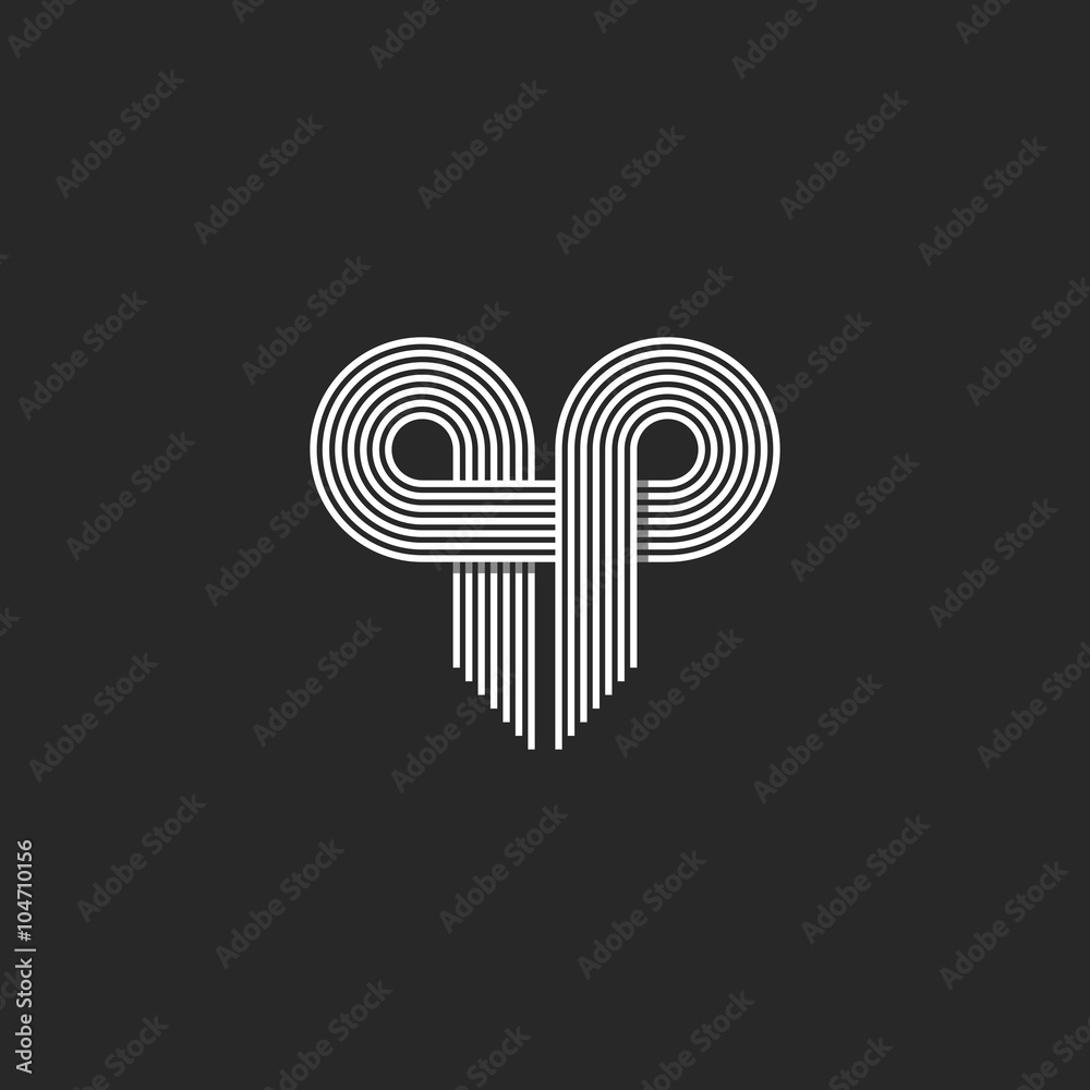 Modern Logo Initials QP letter together, thin parallel line monogram wedding invitation emblem, geometric shape Modern Logo Initials QP letter together, thin parallel line monogram wedding invitation emblem, geometric shape