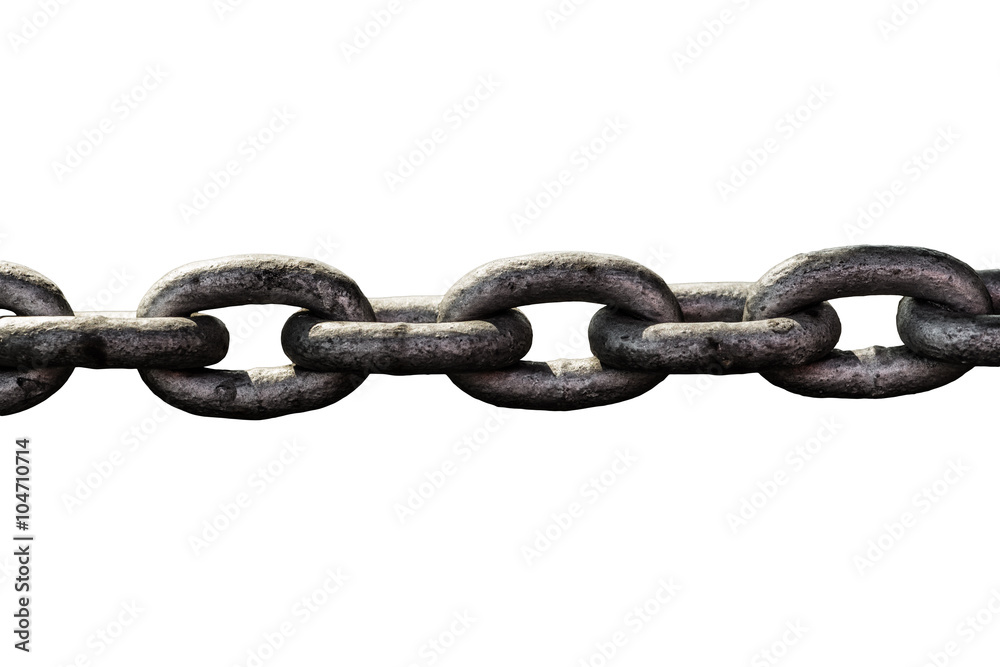 Closeup of rusty chain link segment isolated Closeup of rusty chain link segment isolated