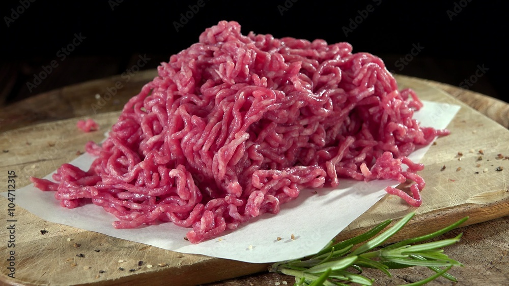 Minced beef Meat (not loopable, rotating 4K UHD footage)